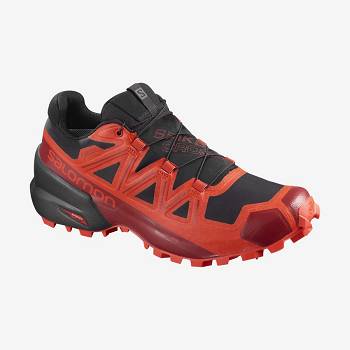 Tenis Trail Running Salomon SPIKECROSS 5 GORE-TEX Hombre Negros Rojos | MX-W1560